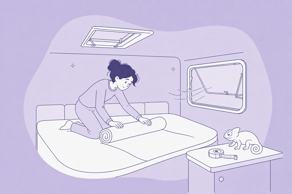 Topper voor caravan, camper of boot: dikte, maat en materiaal