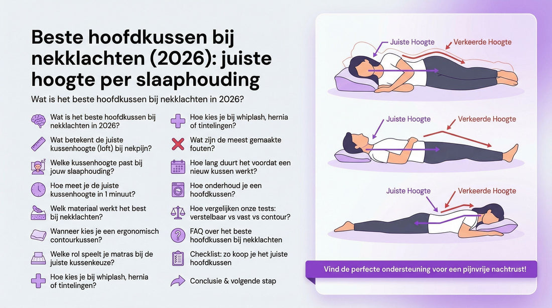 Beste hoofdkussen bij nekklachten (2026): perfecte hoogte per houding