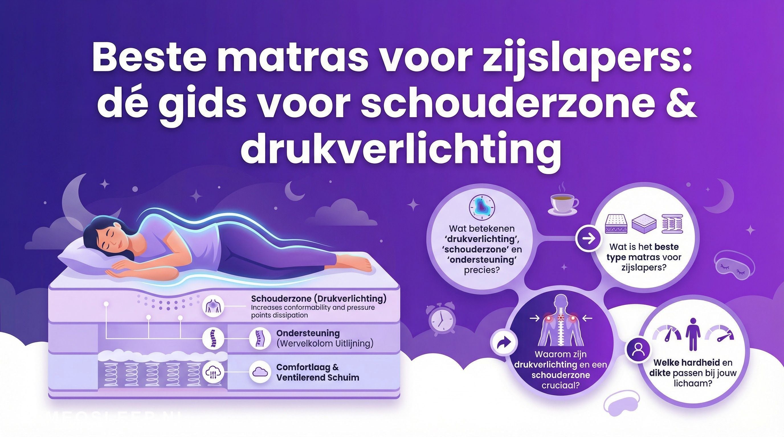 Beste matras voor zijslapers: dé gids voor schouderzone & drukverlichting