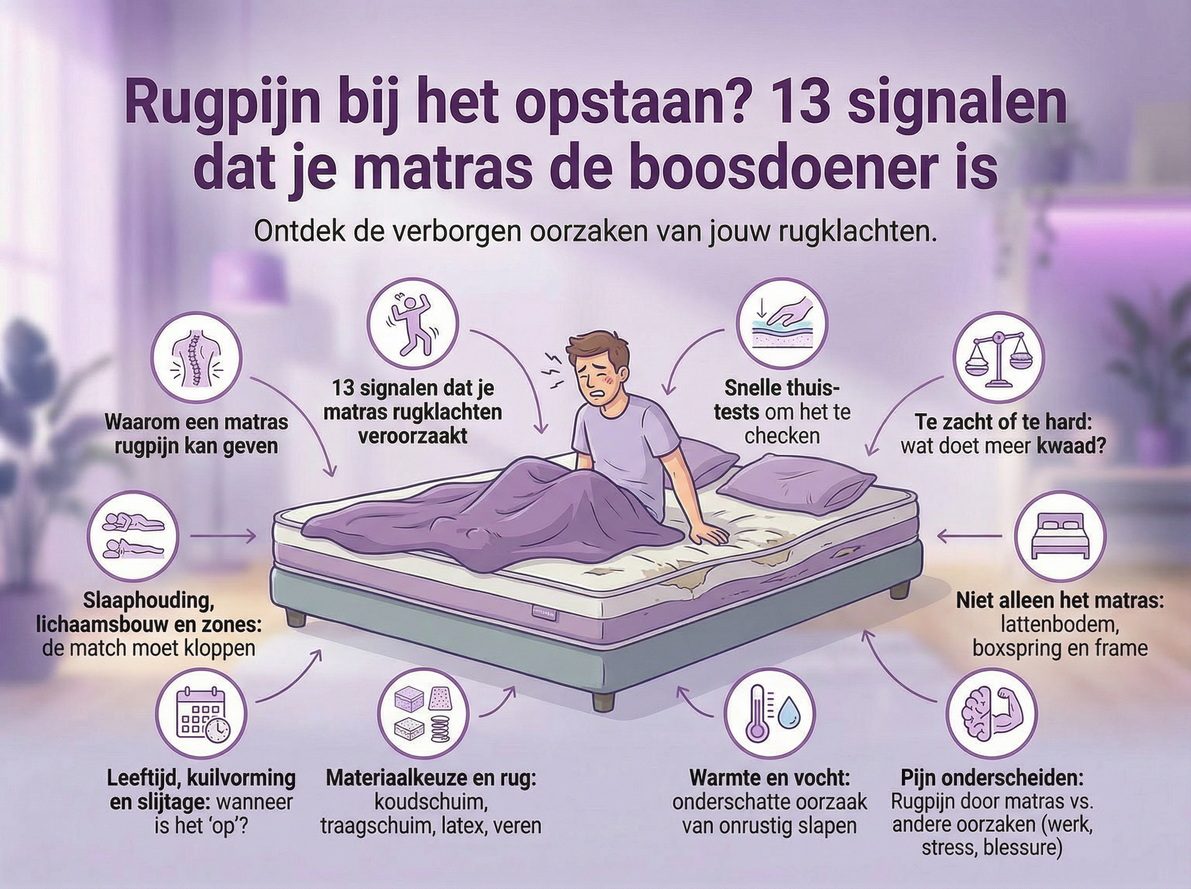 Rugpijn bij het opstaan? 13 signalen dat je matras de boosdoener is
