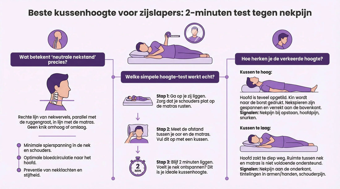 Beste kussenhoogte voor zijslapers: 2-minuten test tegen nekpijn