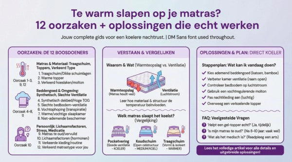 Te warm slapen op je matras? 12 oorzaken + oplossingen die echt werken