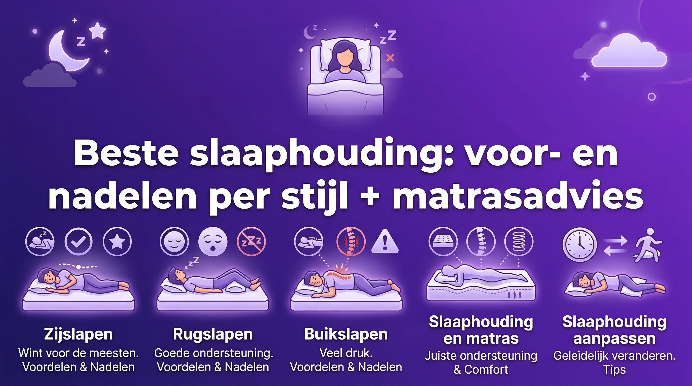 Beste slaaphouding: voor- en nadelen per stijl + matrasadvies