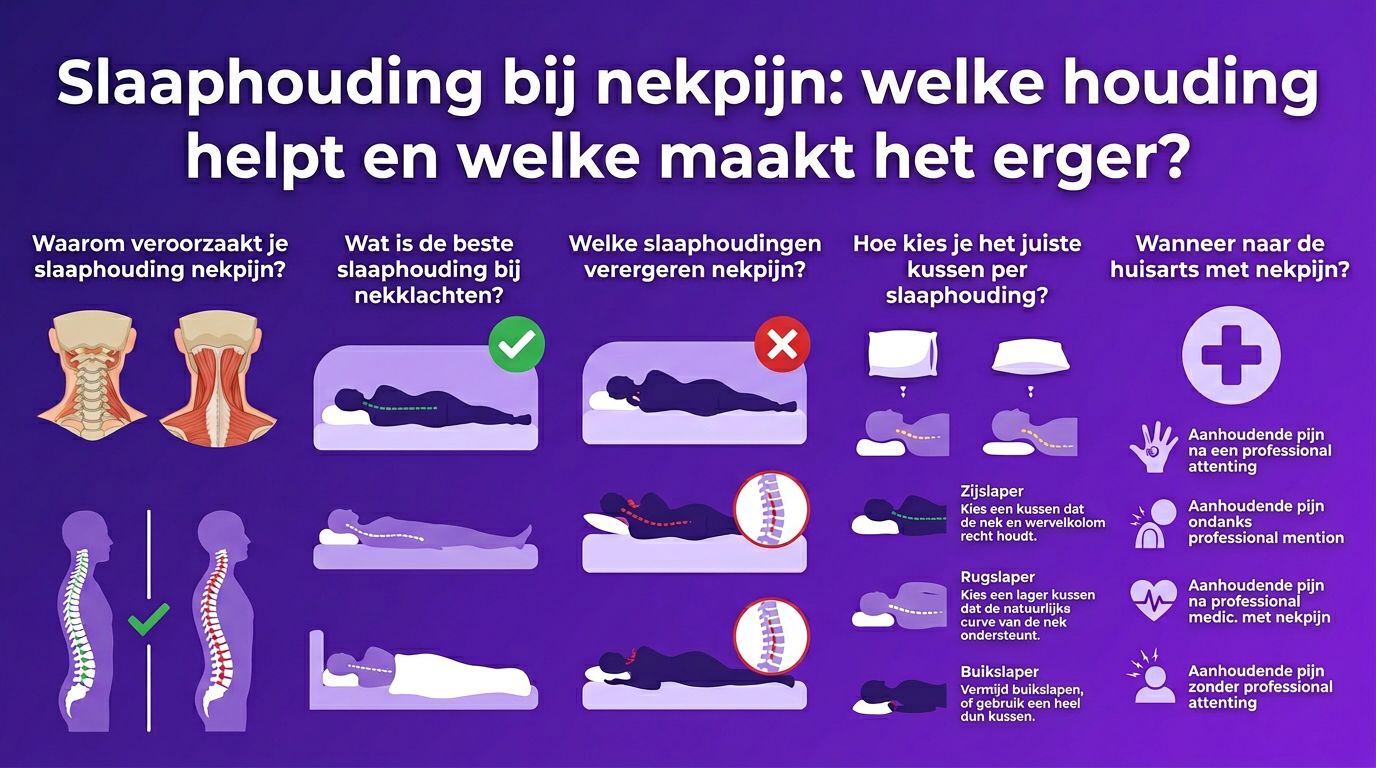 Slaaphouding bij nekpijn - infographic slaaphoudingen en nekondersteuning