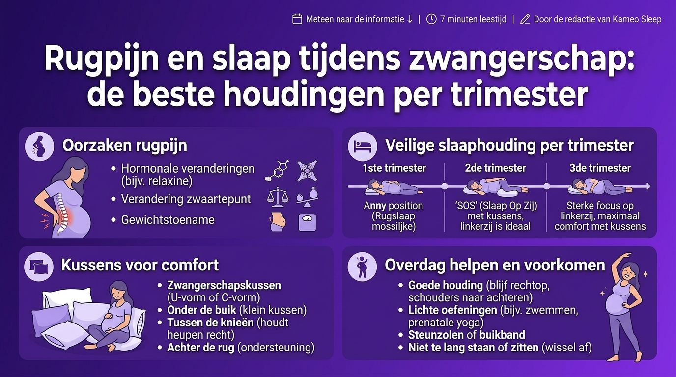 Rugpijn en slaap tijdens zwangerschap: de beste houdingen per trimester