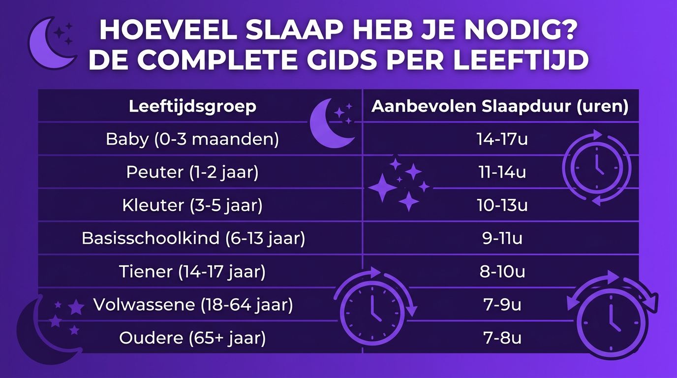 Hoeveel slaap heb je nodig? De complete gids per leeftijd