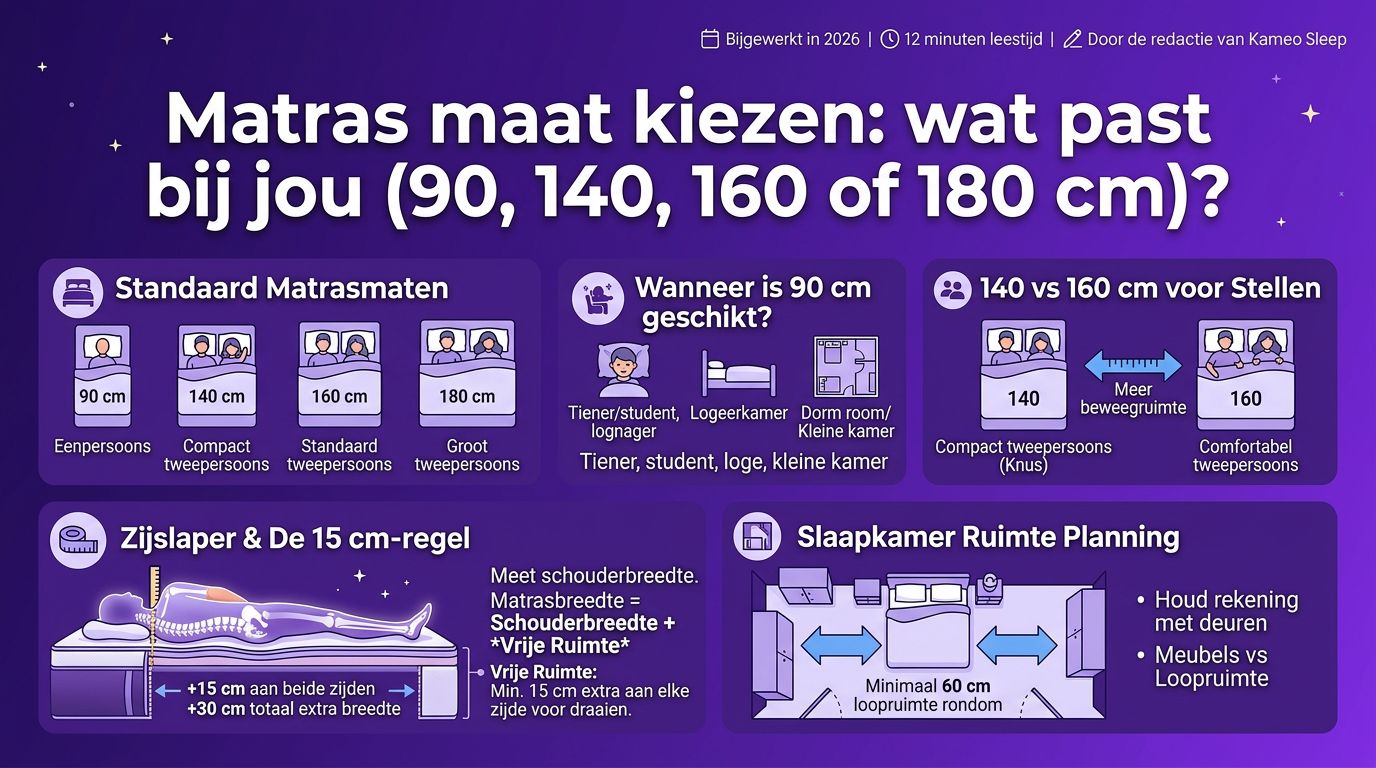 Matras maat kiezen: wat past bij jou (90, 140, 160 of 180 cm)?