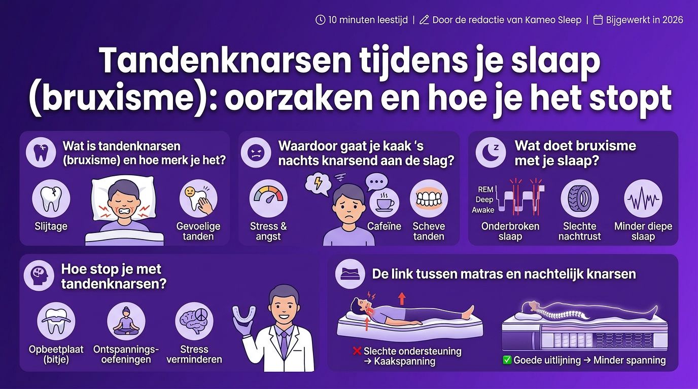Tandenknarsen tijdens je slaap (bruxisme): oorzaken en hoe je het stopt