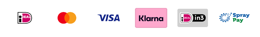 Betaalmethoden: iDEAL, Mastercard, Visa, Klarna, in3, SprayPay