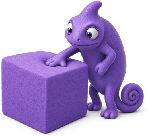 De Kameo-kameleon drukt op een matras